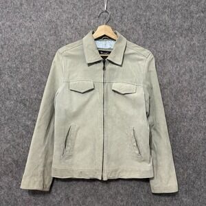 Denim & Co Genuine Leather Jacket Light‎ Mint Green Zip Pockets Small